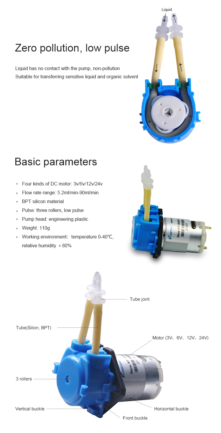 Kamoer Nkp Cheap Dosing Pump Food Grade 12 V Dc Mini Peristaltic Water