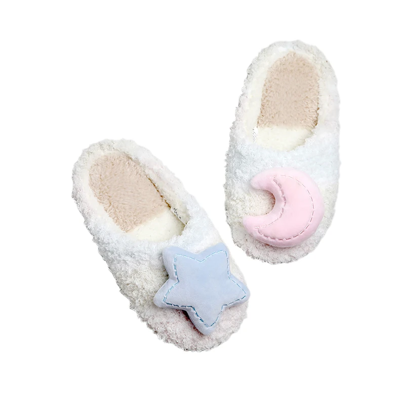 

Moon Star plush Indoor Slipper Winter Cotton House Slippers, White or customized