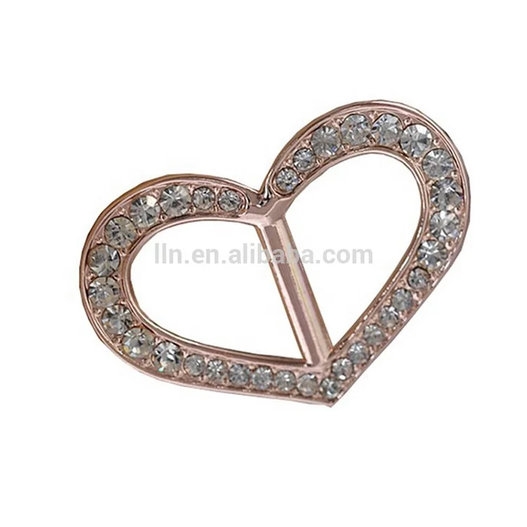 

rose plated Heart Antiqued Hammered love heart shape Teardrop Scarves Clips Diamante Ribbon Scarf Buckle