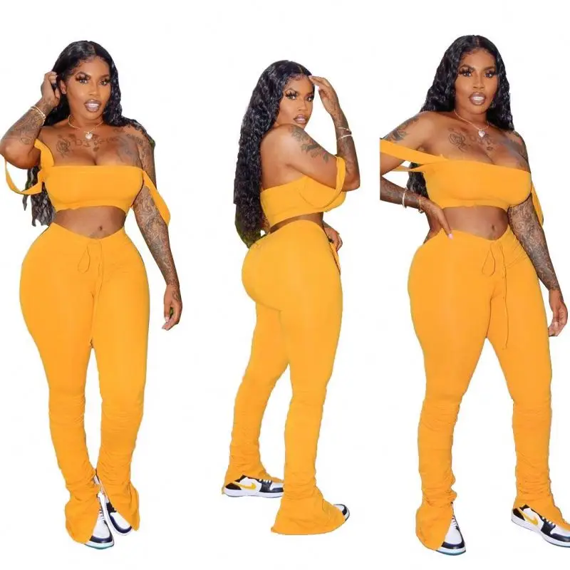 

2021 new arrivals Women's Sexy Outfits womens Plus Size corset Stacked pants Two Piece Set Women Clothing