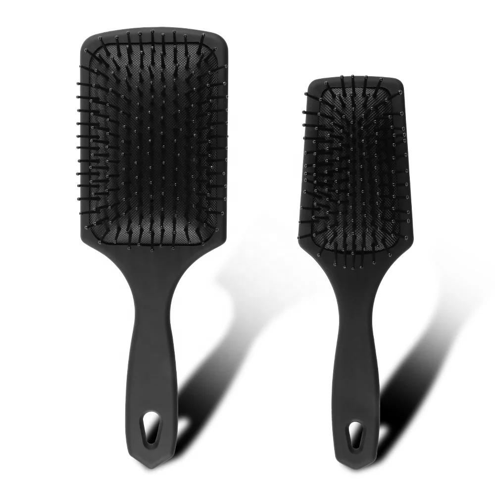 

Frosted Large Plate Square Handle Plastic Anti-Static Hair Curling Air Bag Massage Comb Manufacturers Wholesale, Black