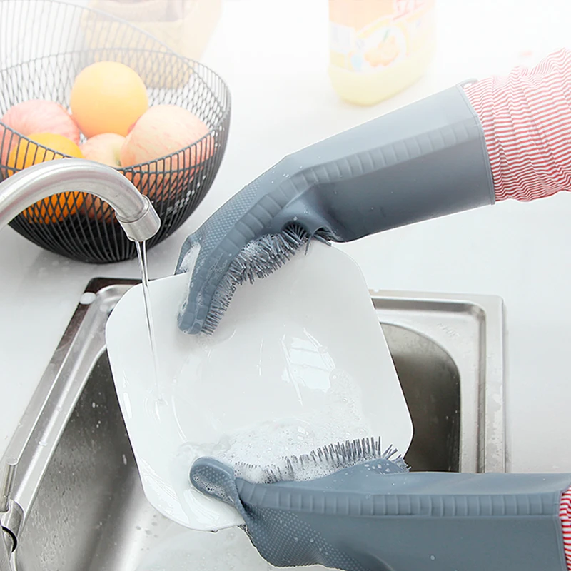 

Kitchen Durable Silicone Rubber gloves For Hand-washing And Cooking Cleaner, Customized color