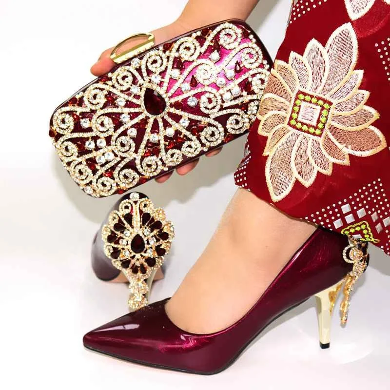 

AB7862 Elegant big bag and shoes set handbag with shoes set for ladies
