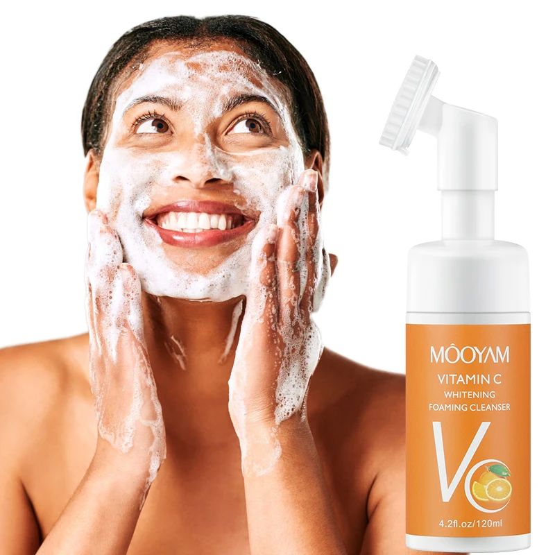 

MOOYAM Hydrating Brightening Foaming Facial Wash Mild Smooth Whitening Vitamin C Facial Cleanser With Silicon Brush
