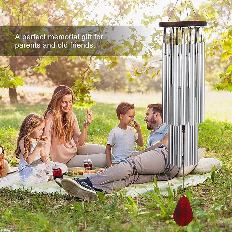 

Pine 27 tube silver wind chimes multi-tube anti-rust metal wind chimes home outdoor ornaments wind chimes