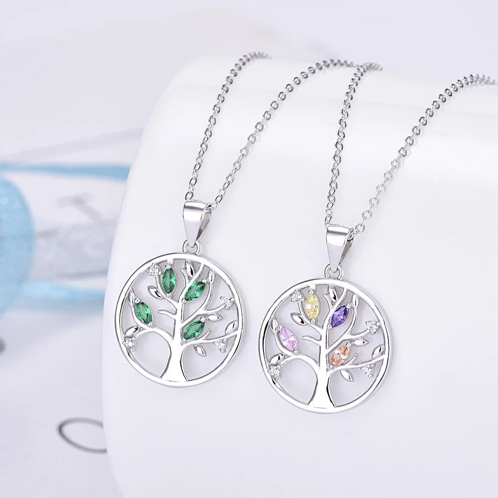 

European and American Creative S925 Sterling Silver Tree of Life Crystal Zircon Necklace Silver Pendant Factory Wholesale, Picture