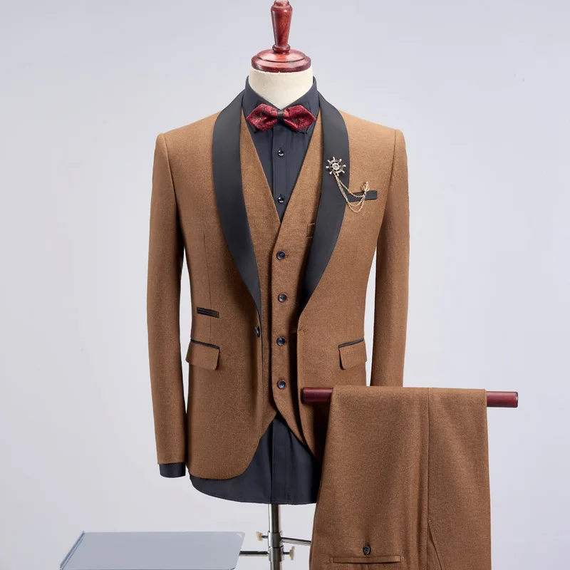 

S0267A new fashion 3 Piece Suit set business professional formal Wedding slim men's double breasted suits, Customized color