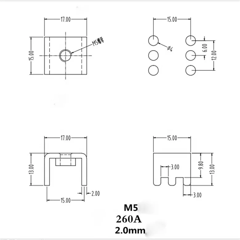 260a Solder Copper Terminal,Pcb M5 Screw Terminal Block,Big Current