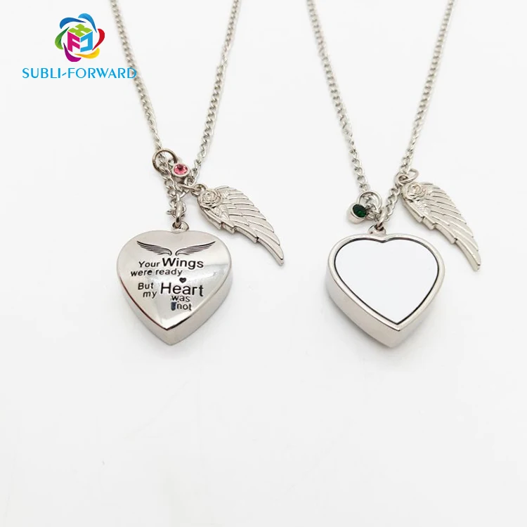 

Custom Love Memorial Urn Cremation Jewelry Sublimation Blank Photo Picture Pendant Necklace