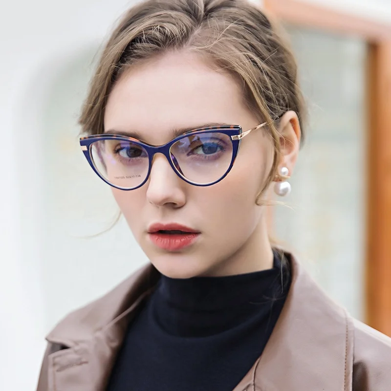 

Jiuling Eyewear blue light blocking lens glasses retro women leopard frame eyeglasses small cat eye tr90 glasses frame eyeglass