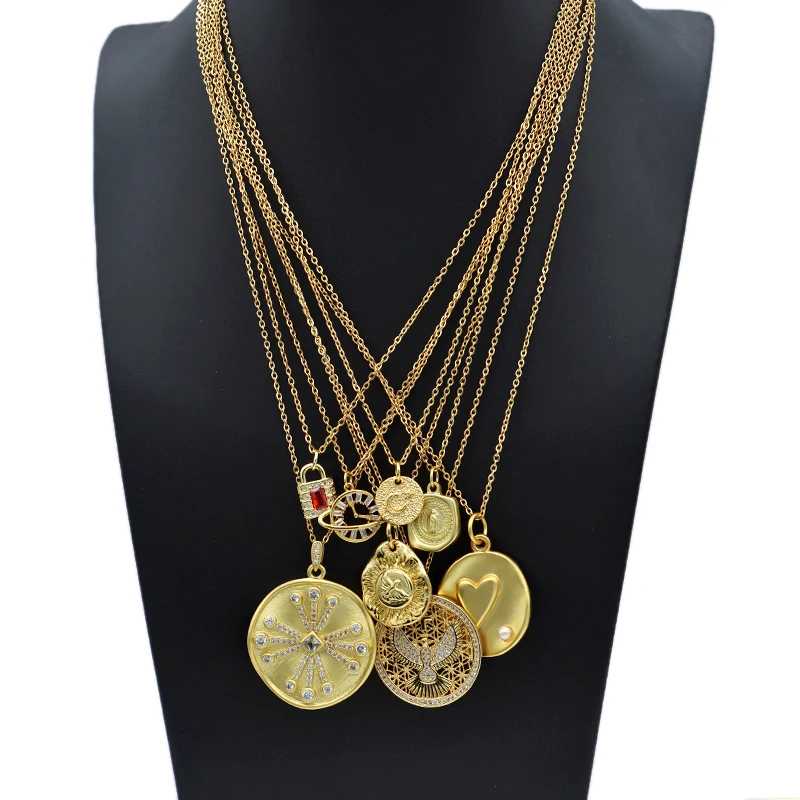 

2021 new design18K gold plated stainless steel brass pendant necklaces for women