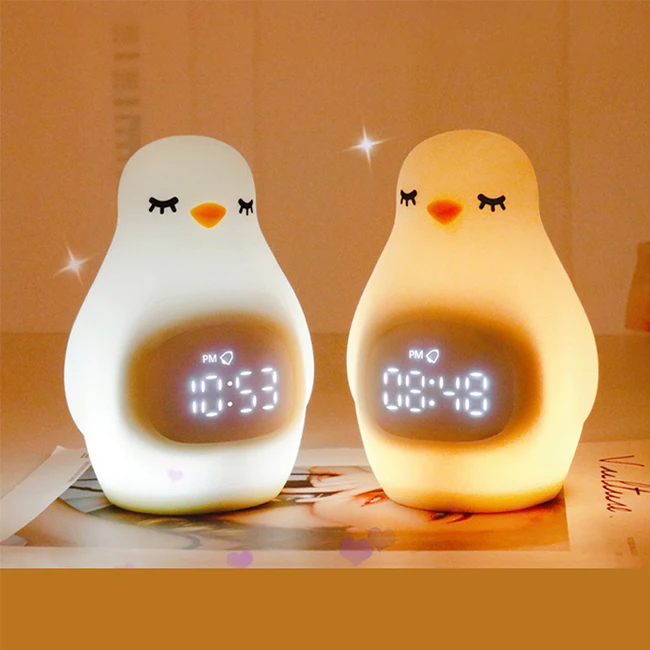 

Sleep Trainer Snooze/NAP Timer Sleep Sounds control Children's Alarm Clock LED Clock Digital Alarm Clock with baby night lights, White/yellow