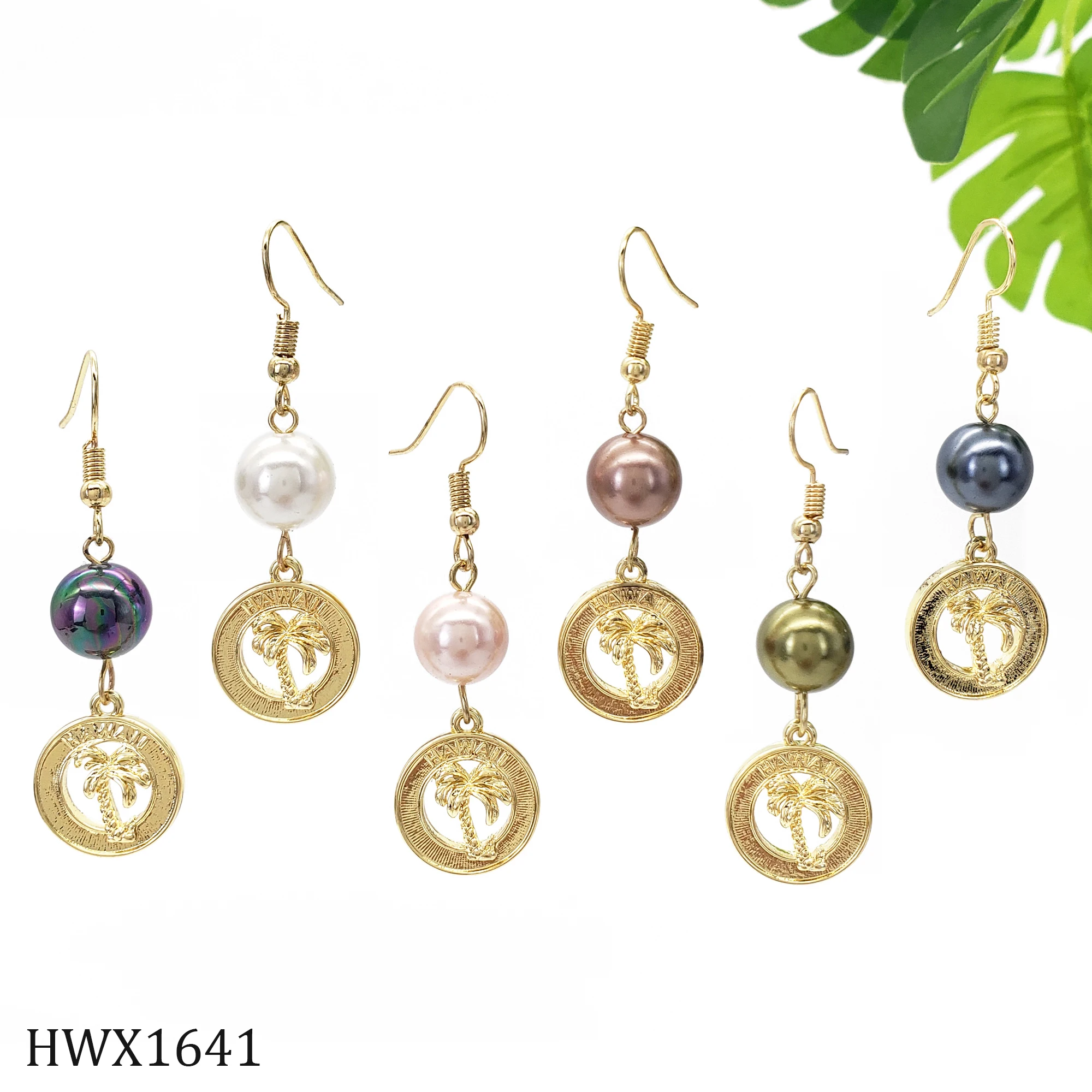 Fashion Personality Jewelry Pearl Drop Dangle Earrings Hawaiian Geometric Coconut Tree Earrings