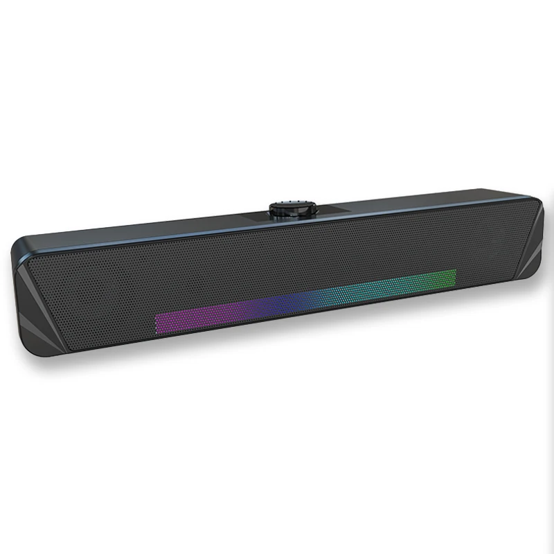 

Best Seller Professional Computer Speaker Sound Bar Wired USB PC Speaker with RGB light Mic & Headphone Jack for any Device, Black