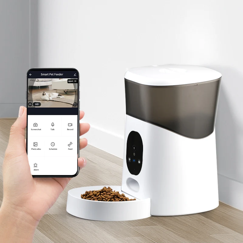 

Wifi Connect Cell Phone APP Remote Operate Auto Cat Dog Feeder Smart Pet Feeder with Camera