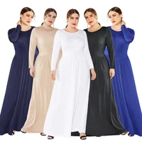 

Fall pure color long sleeve ruffles plus size women evening maxi dresses