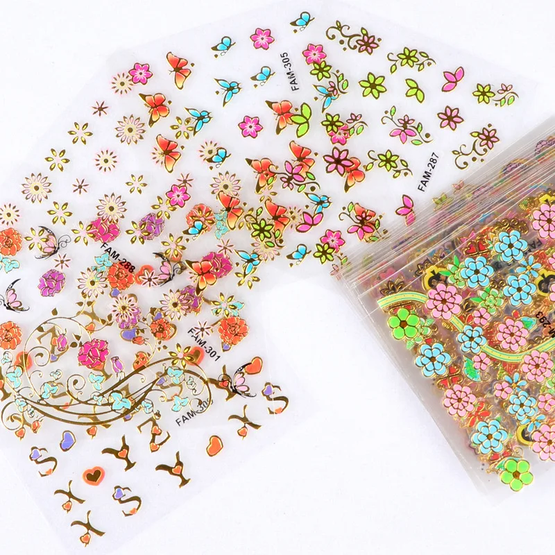 

30pcs/set 3D Butterfly Nail Stickers Nail Art 2022 Foil Flower Nail Jewelry Sticker, Colorful