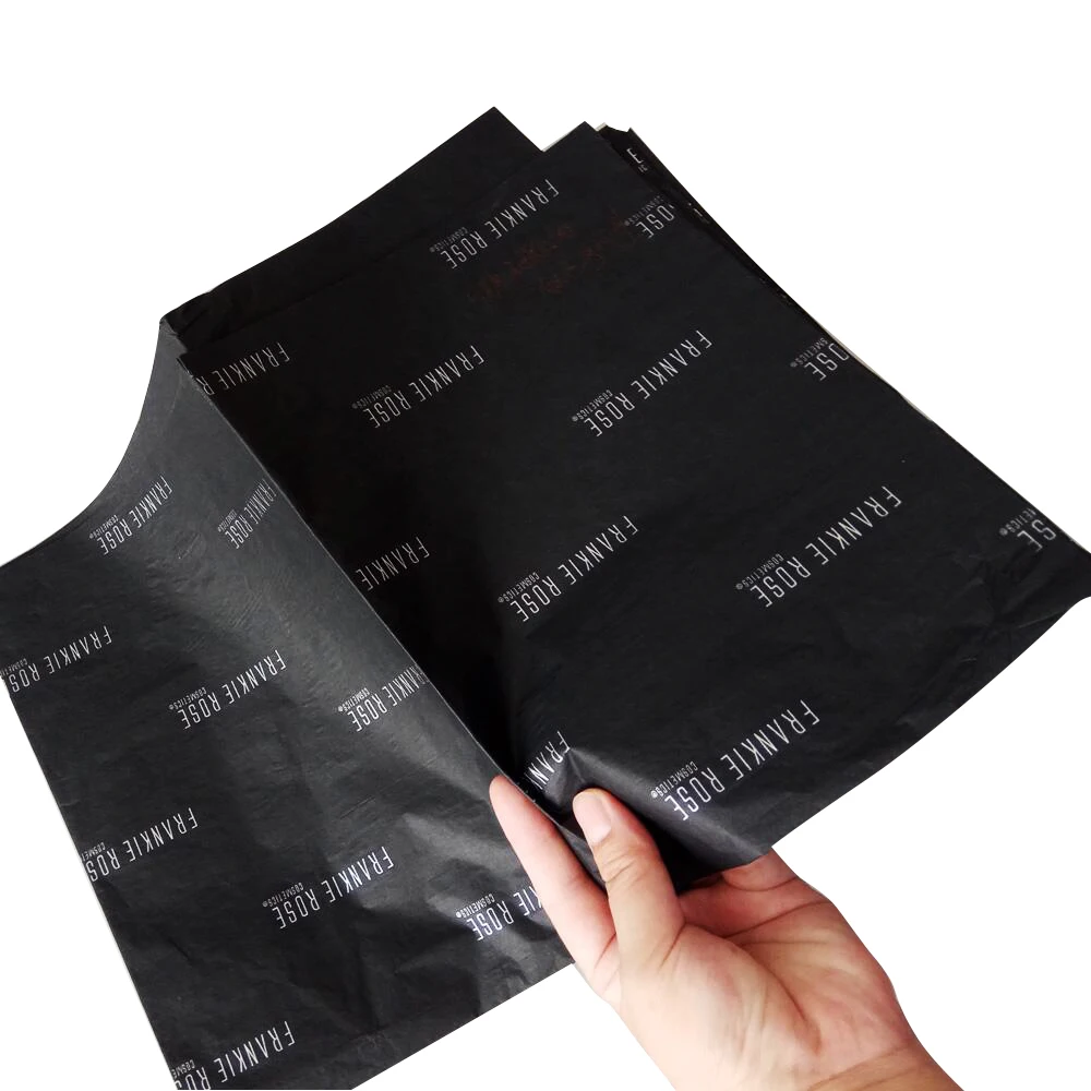 

Custom white logo black wrapping gift silk cotton tissue paper for clothes packaging