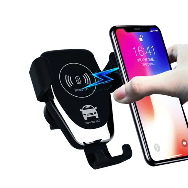 

Drop Shipping UUTEK 2021 new products fast 10W automatic wireless car charger with mobile phone holder Q12 new product design, Black&white