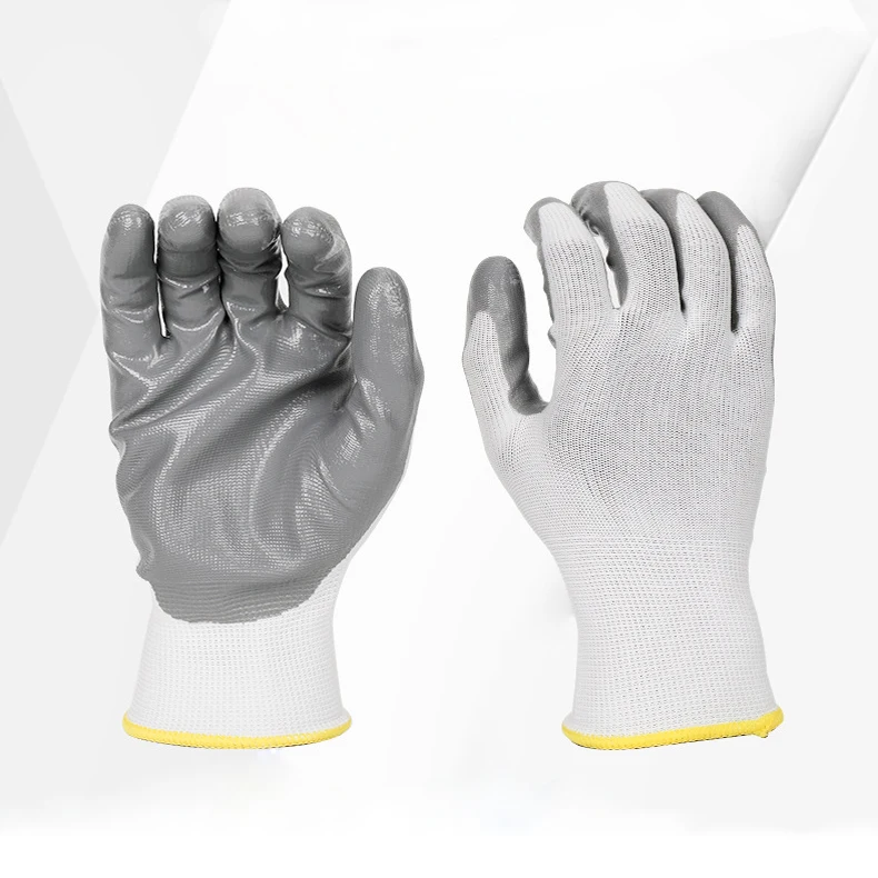 

Wholesale custom cheap nitrile coating industrial labor protection gloves anti-skid wear-resistant dip rubber protection