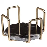 

GUANHONG Ceramic Black Marble Coasters Set With Gold Holder