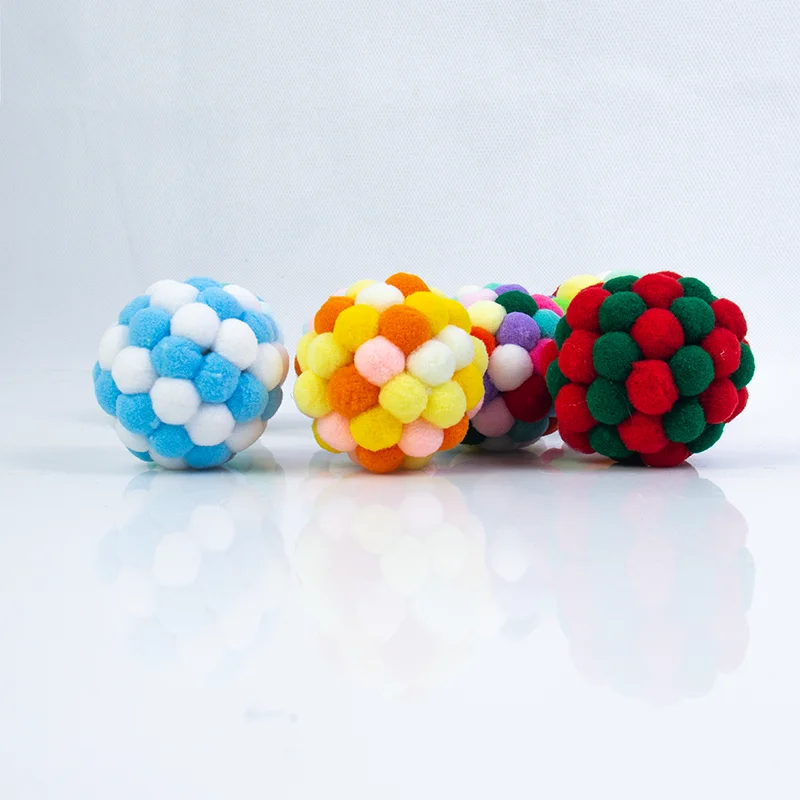 

Cat Supplies Colorful Handmade Bells Bouncy Balls Catnip Interactive Toy Pet, As picture