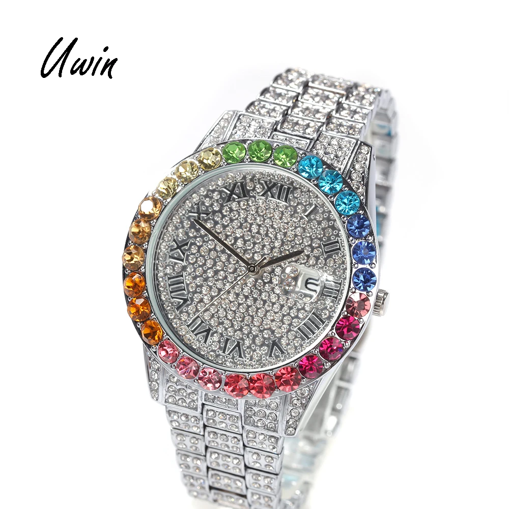 

2020 Iced Out Luxury Wrist Watch Ladies Diamond Watches Rhinestones Rapper Watches