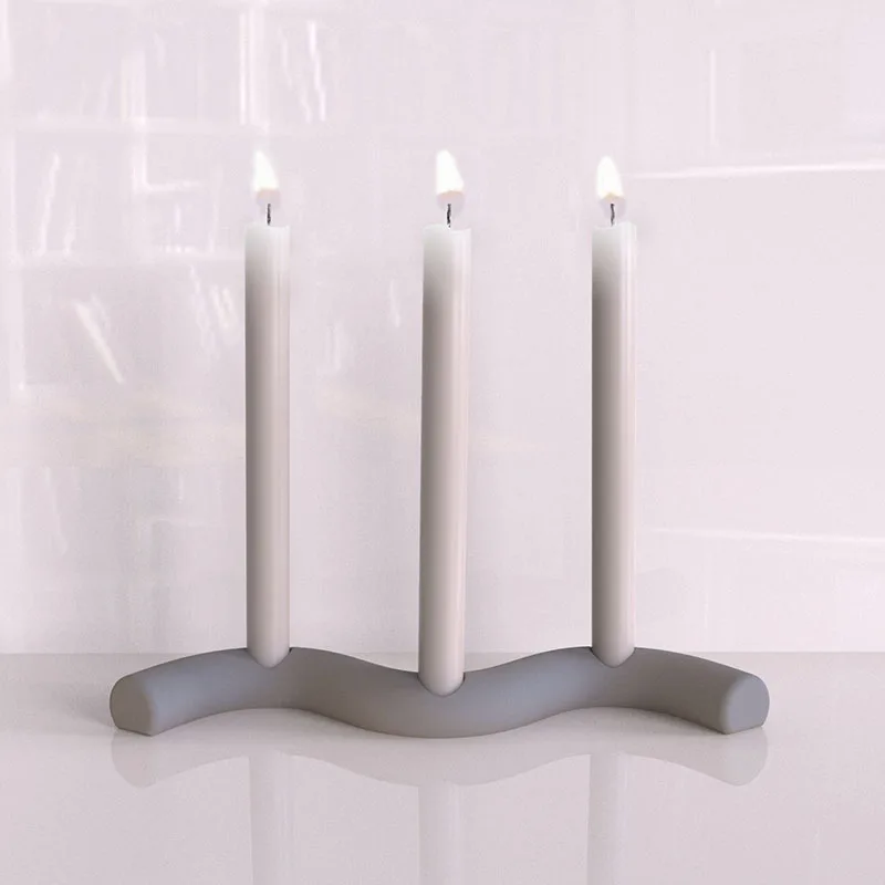 

Geometric wave shape candle holder silicone mould DIY cement candle holder gypsum candle holder silicone molds, Random