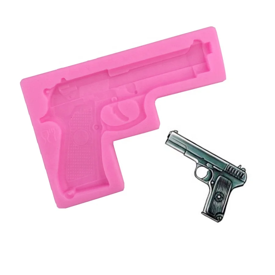 

New Gun Pistol Silicone Fondant Sugarcraft Cake topper mould mold Pistol silicone fondant cake mold baking, Pink