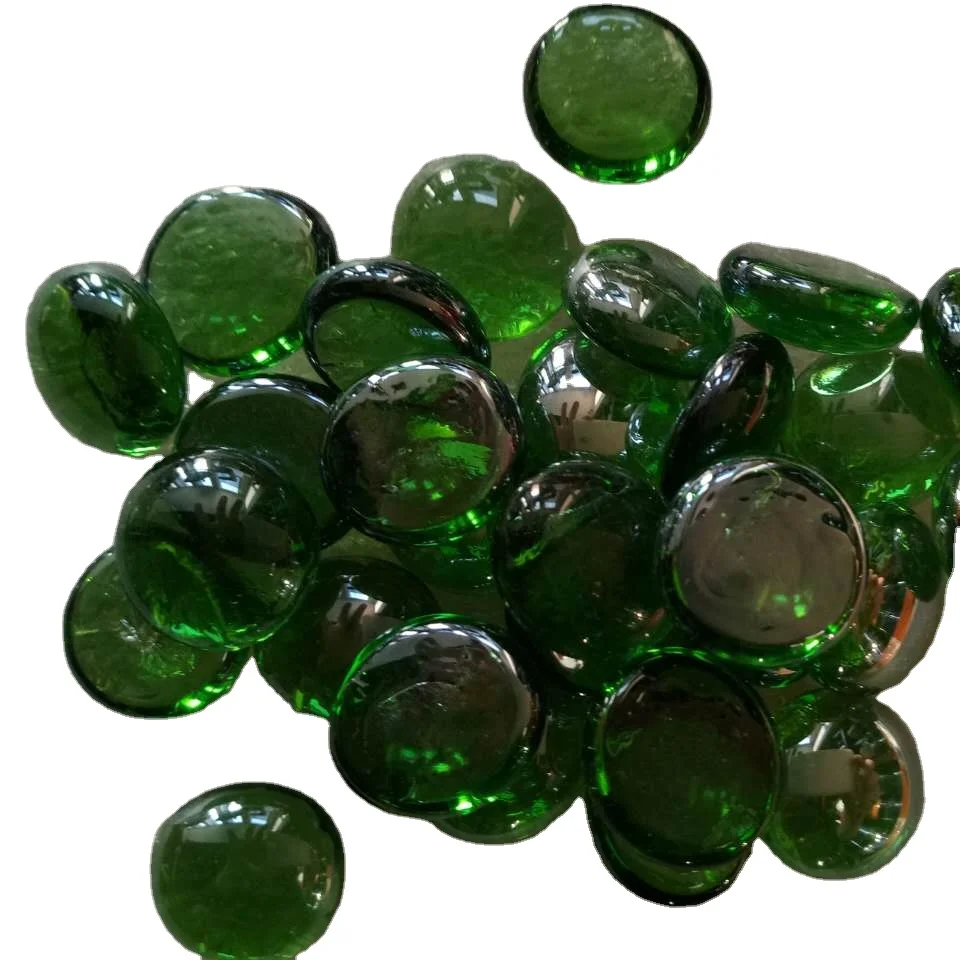 

green color for fire pits and decoration flat glass beads, Red,coffee,black,yellow,light blue,green,dark blue,etc
