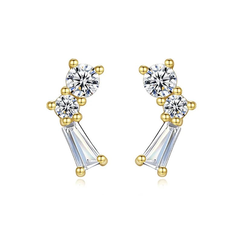 

CZCITY 925 Woman Tops Fashionable Silver Earrings Delicate Jewelry Small Korean Cubic Zirconia Stud CZ Designer Earrings