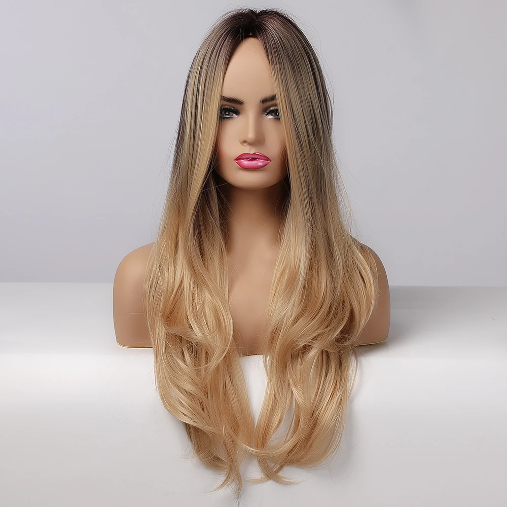 

BVR ombre blond long curly hair wig synthetic fibre hair wigs