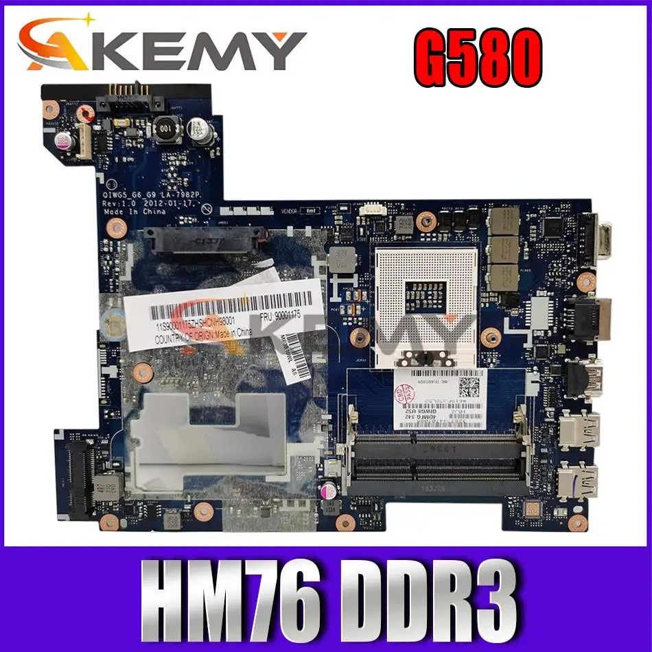 

Akemy QIWG5_G6_G9 LA-7982P motherboard for G580 laptop mtherboard PGA989 HM76 DDR3 100% fully tested