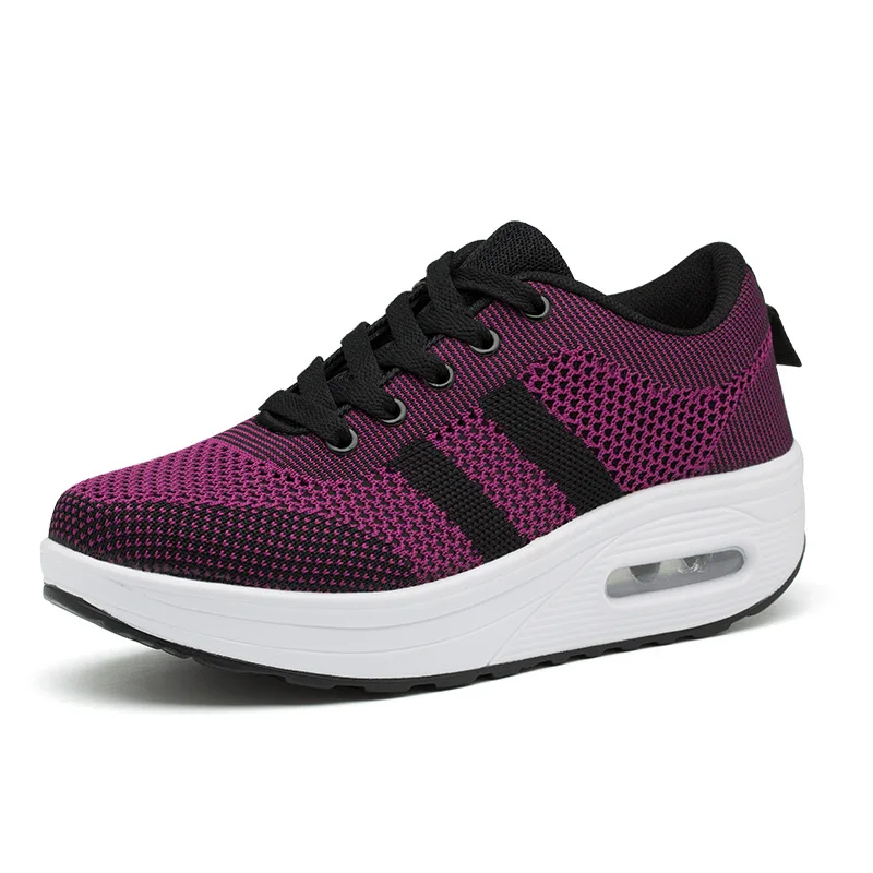 

Fashion Air Cushion Casual Running Shoes Woman Mesh Platform Wedge Sneakers For Ladies, Black,white,purple,pink,plum,red