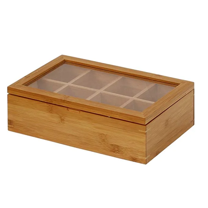 wood tea box with lid