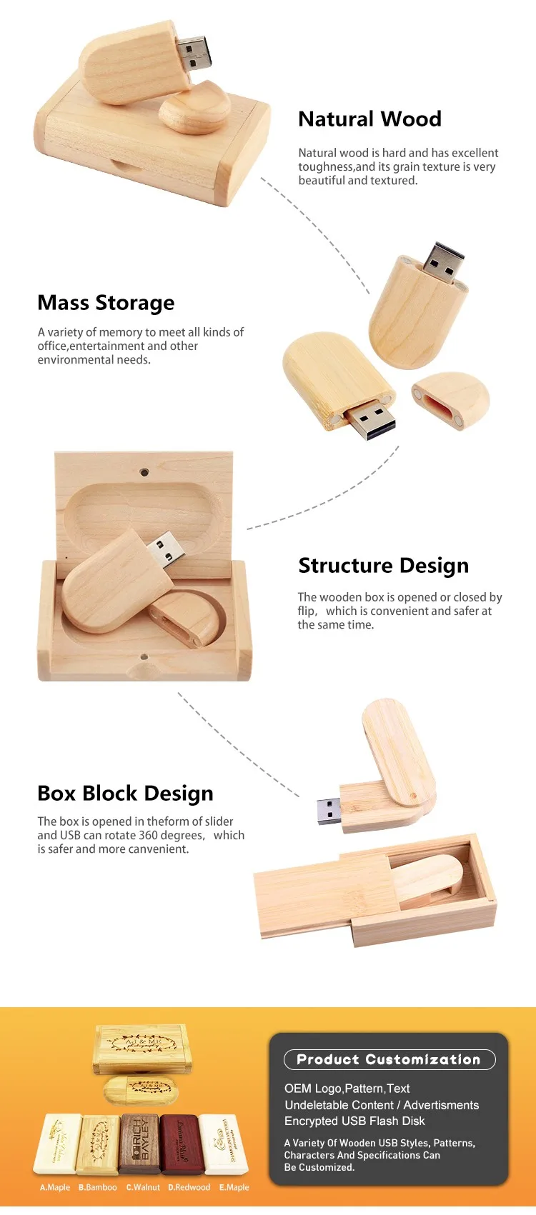 USB wooden Drift Bottle wood box flash drive pen driver swivel memory stick promotion gift free logo - ANKUX.COM