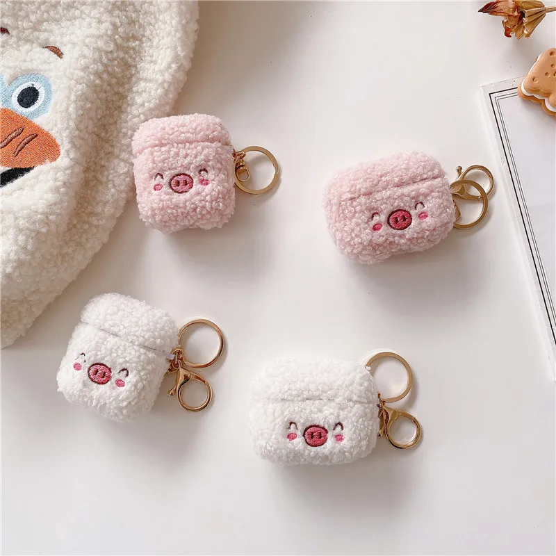 

2021 New Hot Selling Cute Cartoon Plush Pig Soft Protective Case Plush Cover For Airpods 1 2 3 Pro