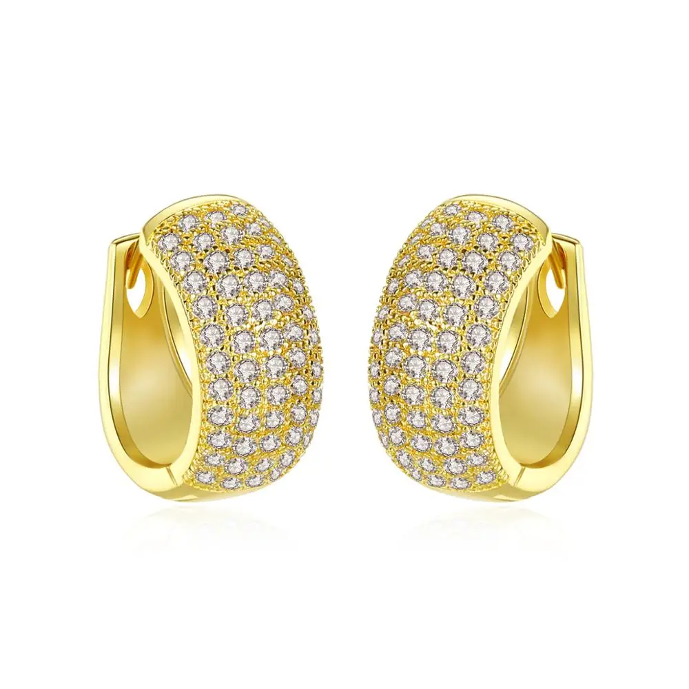 LUOTEEMI New Design Gold Plated CZ Huggie Clip Stud Earring of Double Color for Party Jewelry