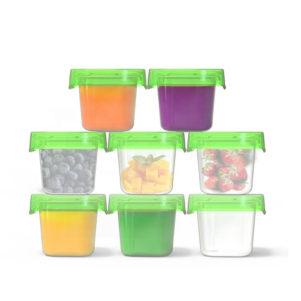 

New 6 Pack 2 Ounce Reusable Baby Food Storage Take Way Small Complementary Plastic Container Food Box, Green
