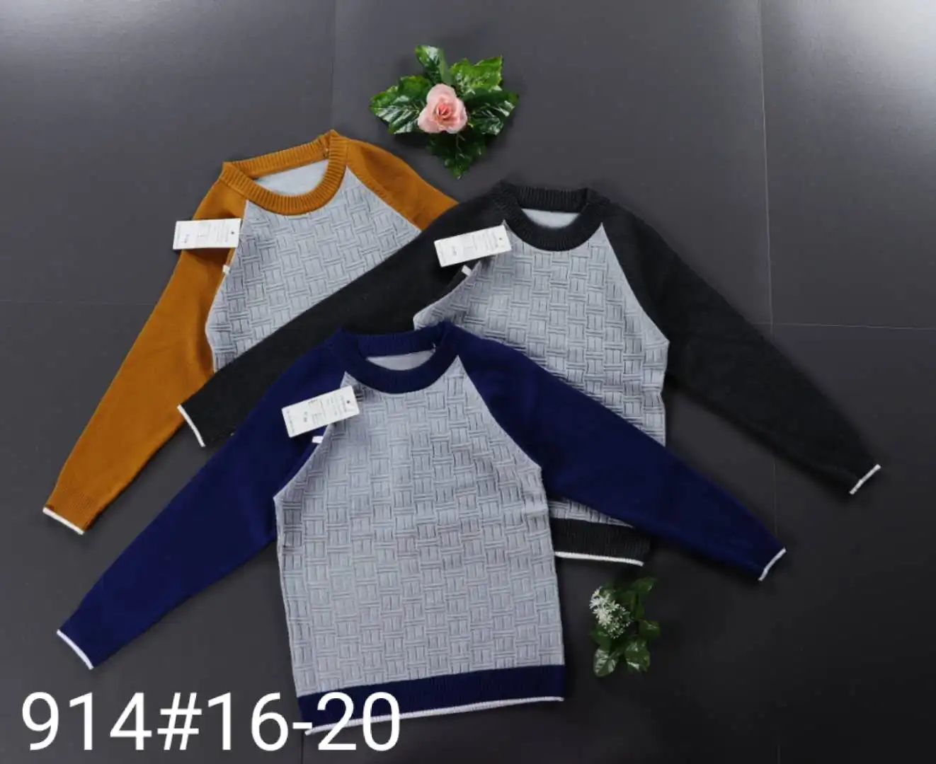 Wholesale Boys Sweater Design O-neck knitted handmade high quality cotton sweater for kids
