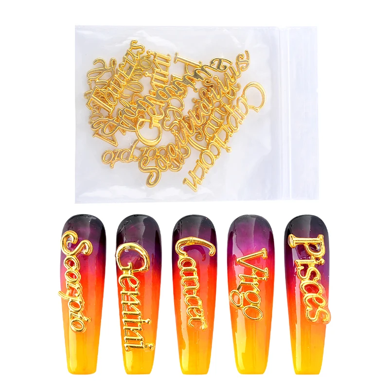 

Constellations New Luxury 3D Letter Metal Nail Art Charms In Bulk For Nails Accessories
