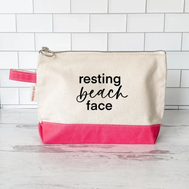 

Custom logo Canvas zipper makeup pouch, Toiletry canvas make up bag, gift for women