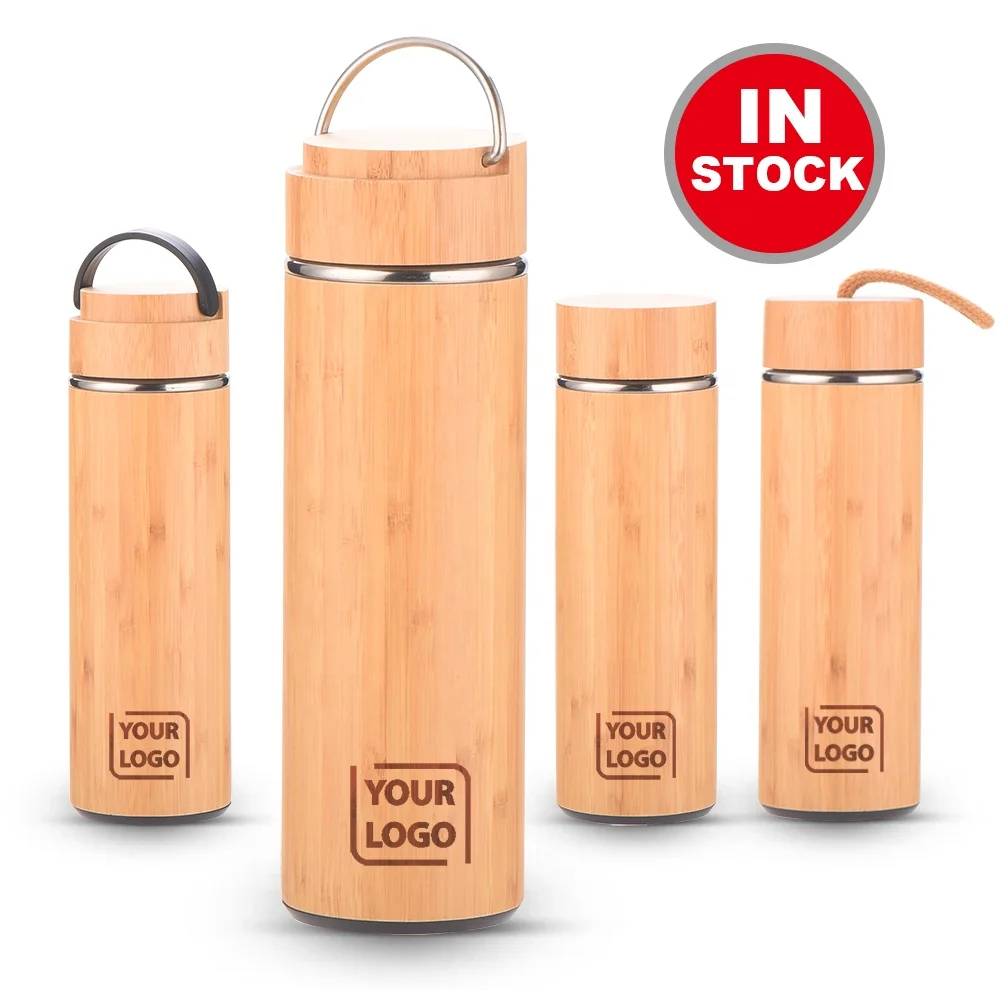 

500Ml Bamboo Thermos Water Bottle Wholesale Customized Bambou Thermos Coffee Bottle Vacum Cup Thermal Flask With Bamboo Lid