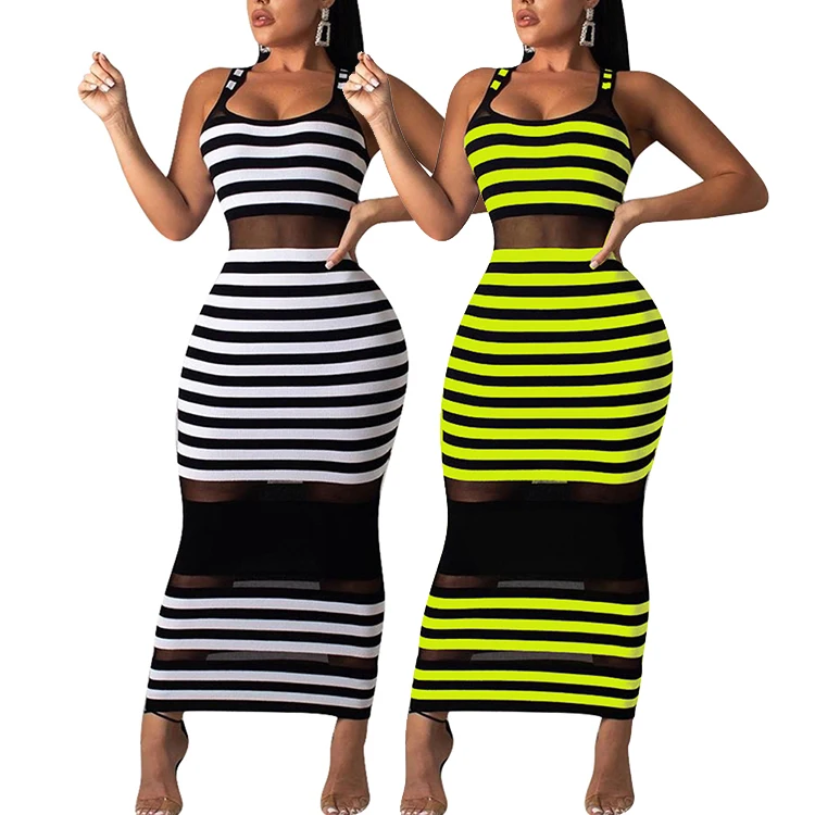 Hot Sale One Piece Stripe Sling Sleeveless Oen Piece Women Sexy Summer Dresses
