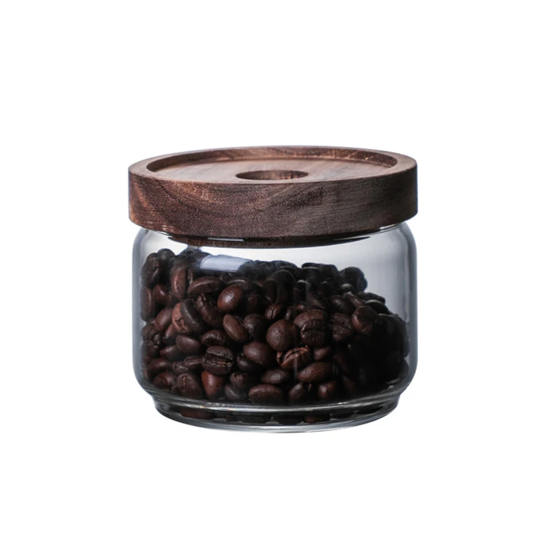 

Airtight glass jar coffee bean storage tank grain storage jar large acacia wooden lid food container