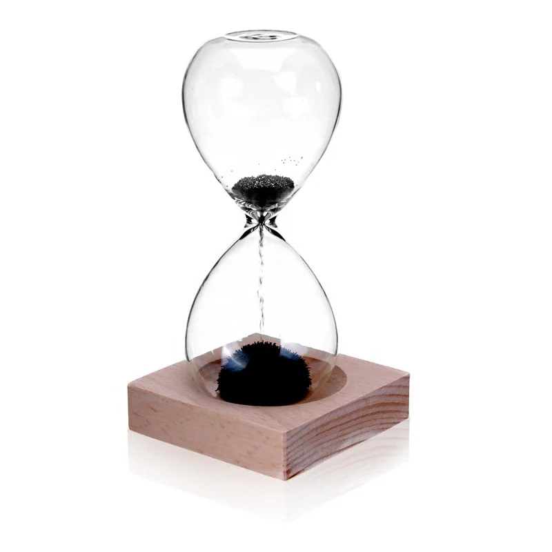 

Creative magnetic hourglass hourglass sand timer magnet birthday gift creative decoration Glass timer ornament with wooden base, Black