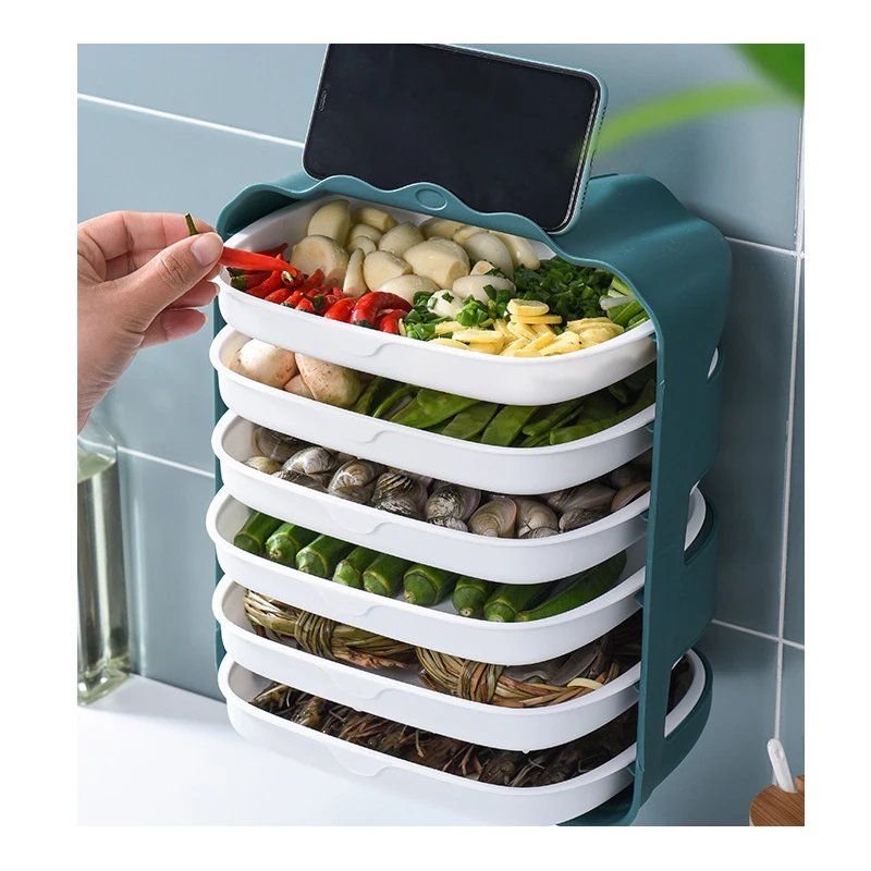 

Stackable Food Storage Organizer Side Dishes Cooking Plates Kitchen Racks Wall-mounted Multi-layer Dish Storage Rack