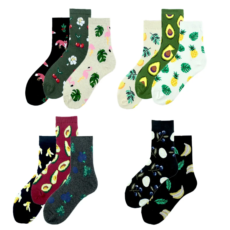 

ALLCH Wholesale Creative Design Female Novelty Colored Fruit Funny Animal Cartoon Ankle Skateboarding Women Mid calf Socks, Picture shown