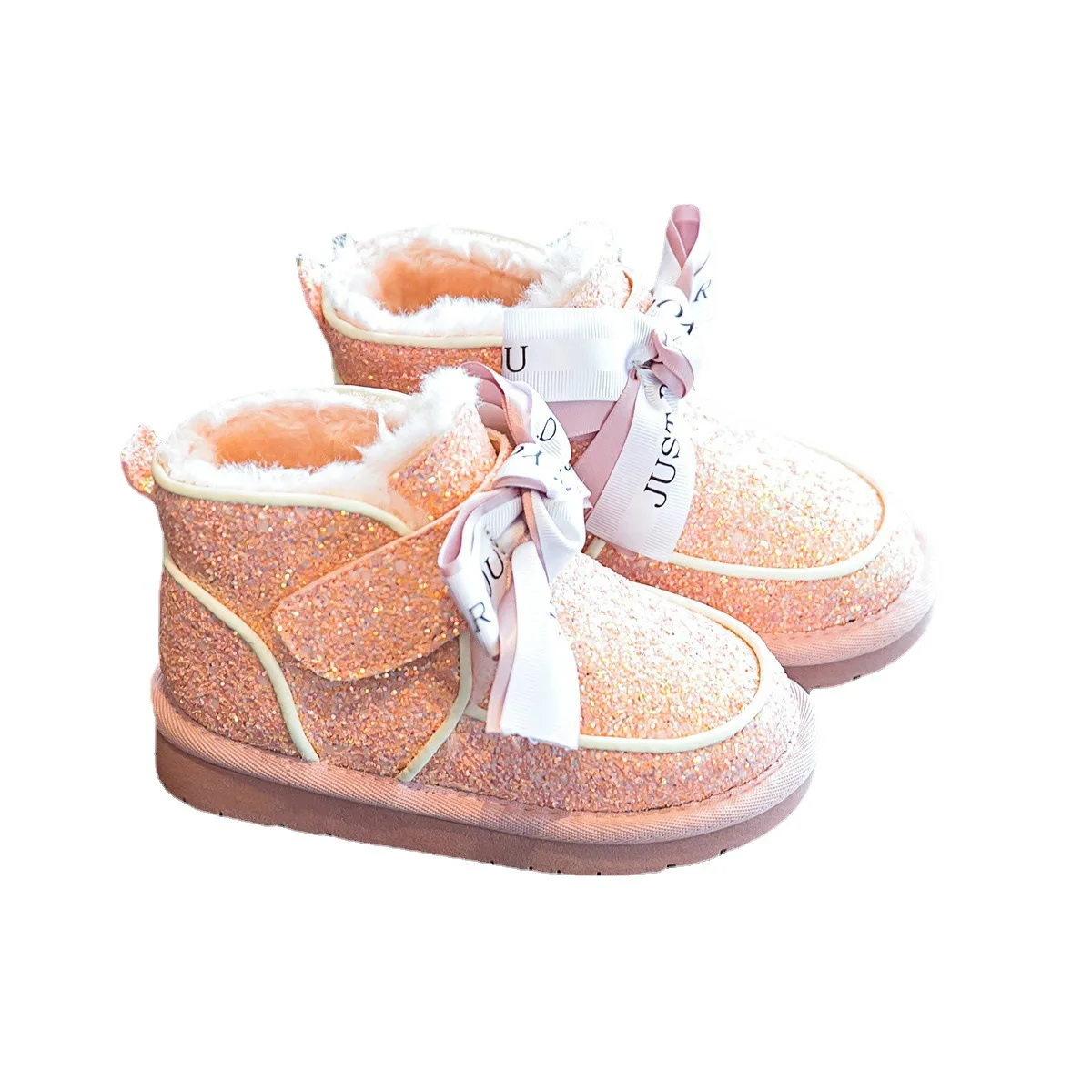 

Children Warm Thicken Boots Girls Glittering Toddlers Shoes Led Lights Furry Snow Boots Kids Winter Shoes