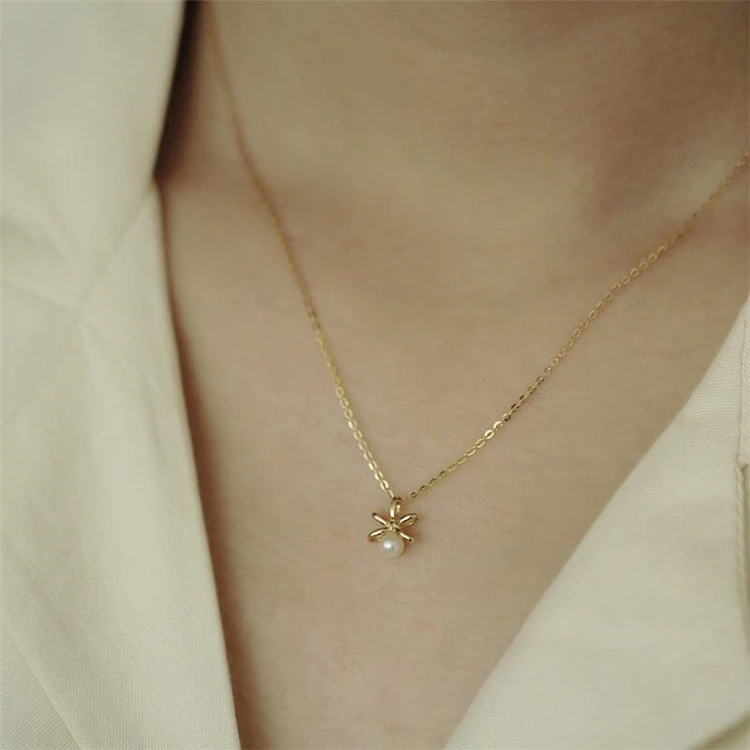 

18K gold plated S925 cute design gifts shell pearl charm custom chain necklace